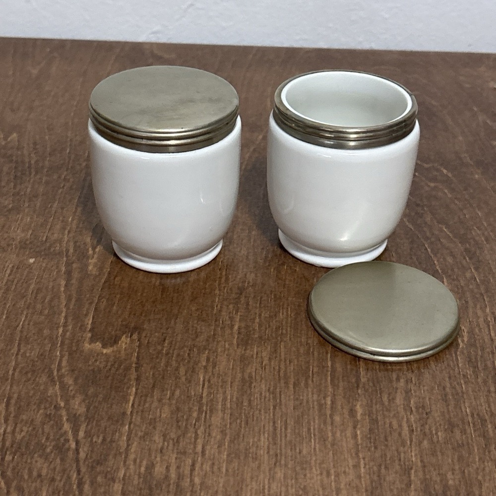 Set of 2 Egg Coddler The Premire Egg Cup Company White Porcelain
